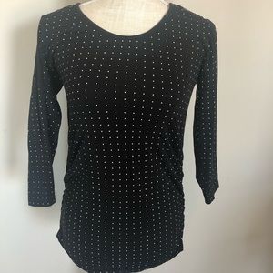 3/4 Sleeve Maternity Top, Polka Dot, Size Small